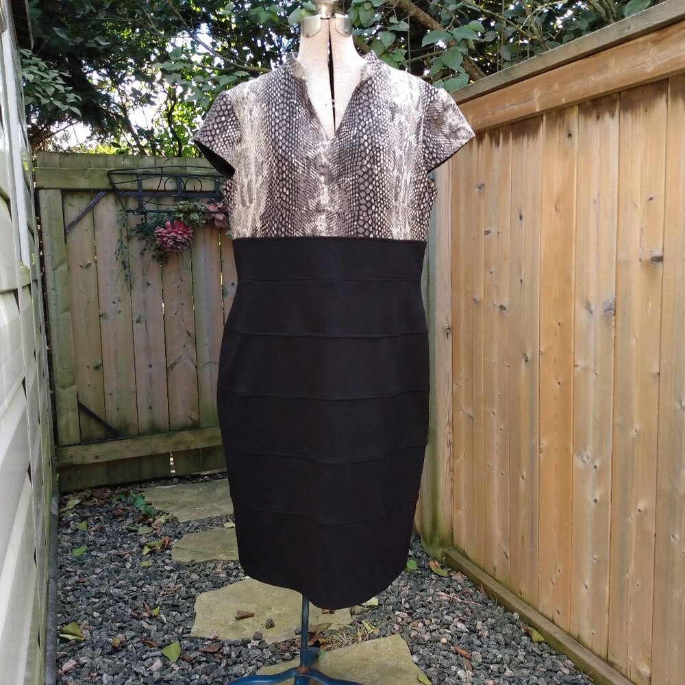 Snake Print Dress NWT Size 16 Jessica Black Taupe Brown